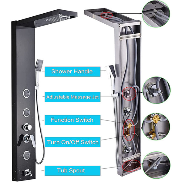 suming 47.63'' Shower Panel with Dual Shower Head Wayfair